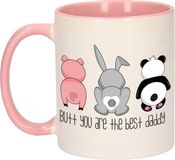 Bellatio Decorations Cadeau koffie/thee mok voor vader - roze - beste papa - 300 ml - Vaderdag