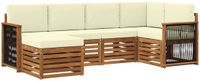 vidaXL Acacia Hout Hoek Loungeset Natuurlijk en Crème