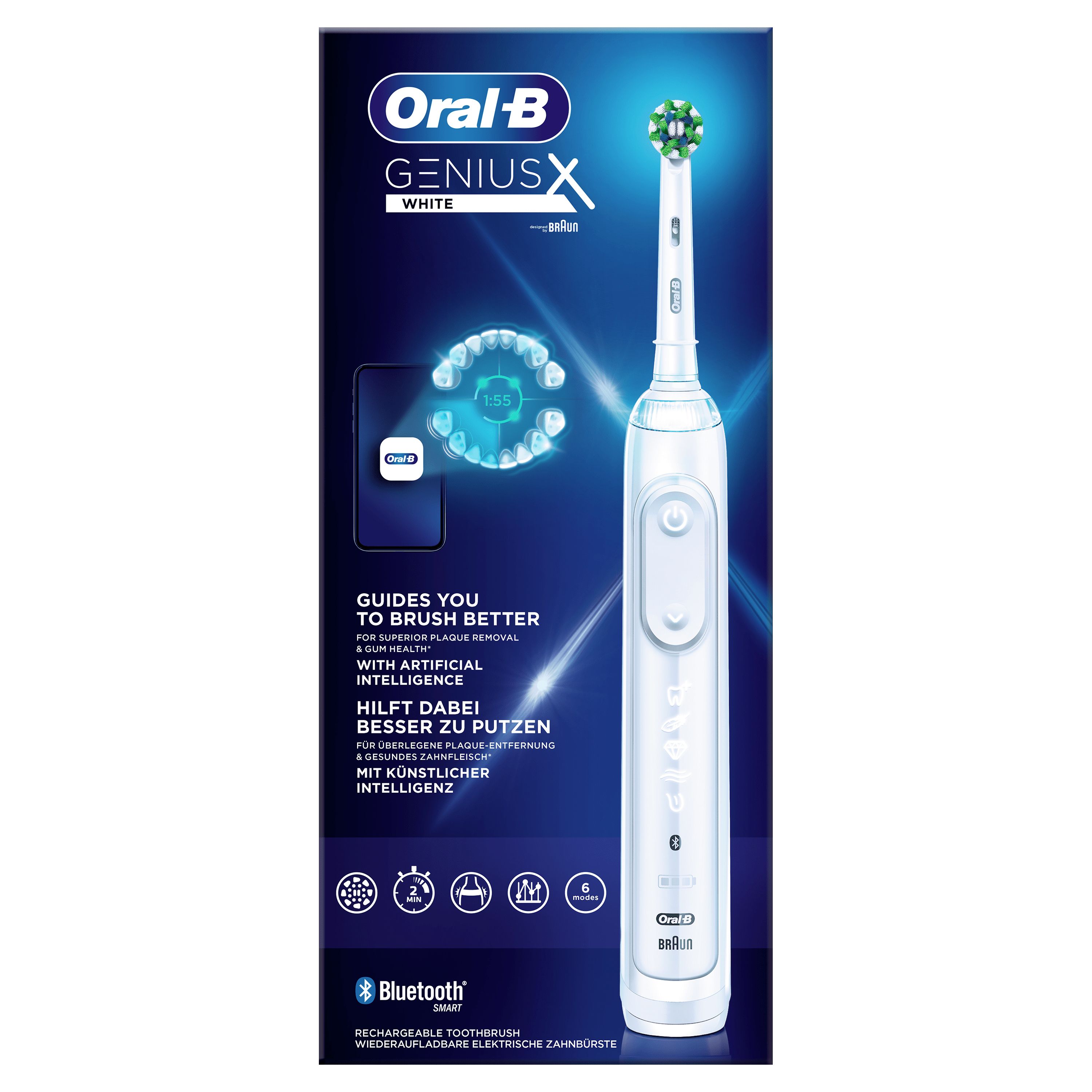 Oral-B Genius X - Witte Elektrische Tandenborstel - Ontworpen door Braun