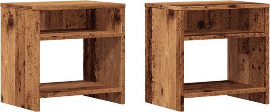 vidaXL Nachtkastjes 2 st 40x30x40 cm bewerkt hout oud houtkleurig