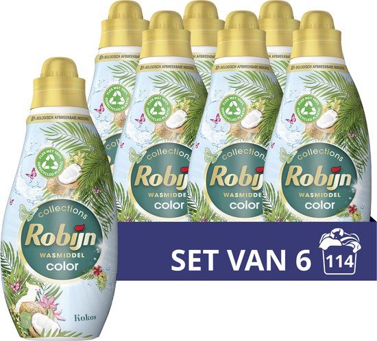 Robijn Klein & Krachtig Collections Color Kokos Vloeibaar Wasmiddel - 114 wasbeurten - Voordeelverpakking