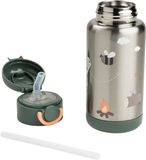 Done By Deer Thermos Drinkfles Rietje - 340 ml - Tiny Trails - Green