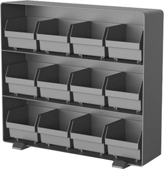 BRASQ Thee Organizer Zwart TB200 - Theedoos 12 vaks - keukenorganizer - Theedoos - Theezakjeshouder - Ruimtebesparend Opbergsysteem