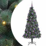 vidaXL - Sapin de Noël artificiel avec éclairage et set de boules vert 210 cm