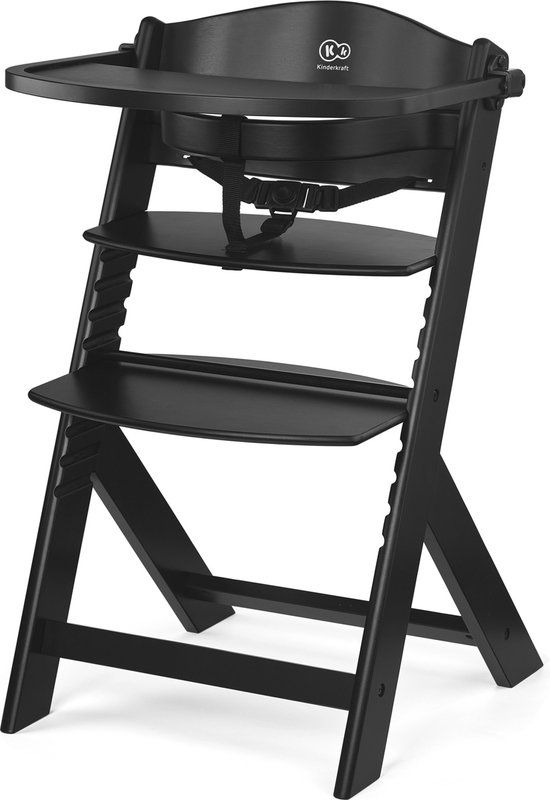 Kinderkraft ENOCK - Houten Kinderstoel 3-in-1 - Zwart - Tot 10 jaar