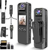 Merkloos 1080P Body Cam – 128GB – 180° Draaibare Lens – 6Uur Accu & Nachtzicht – Voor Beveiliging & Dagelijks Gebruik