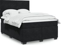 vidaXL Boxspring met matras fluweel zwart 140x190 cm