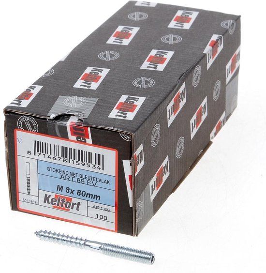 Kelfort Stokeind verzinkt M8 x 80mm