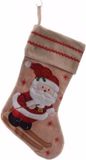 Decoris Kerstsok met Kerstman - Bruin - Jute - H45 cm