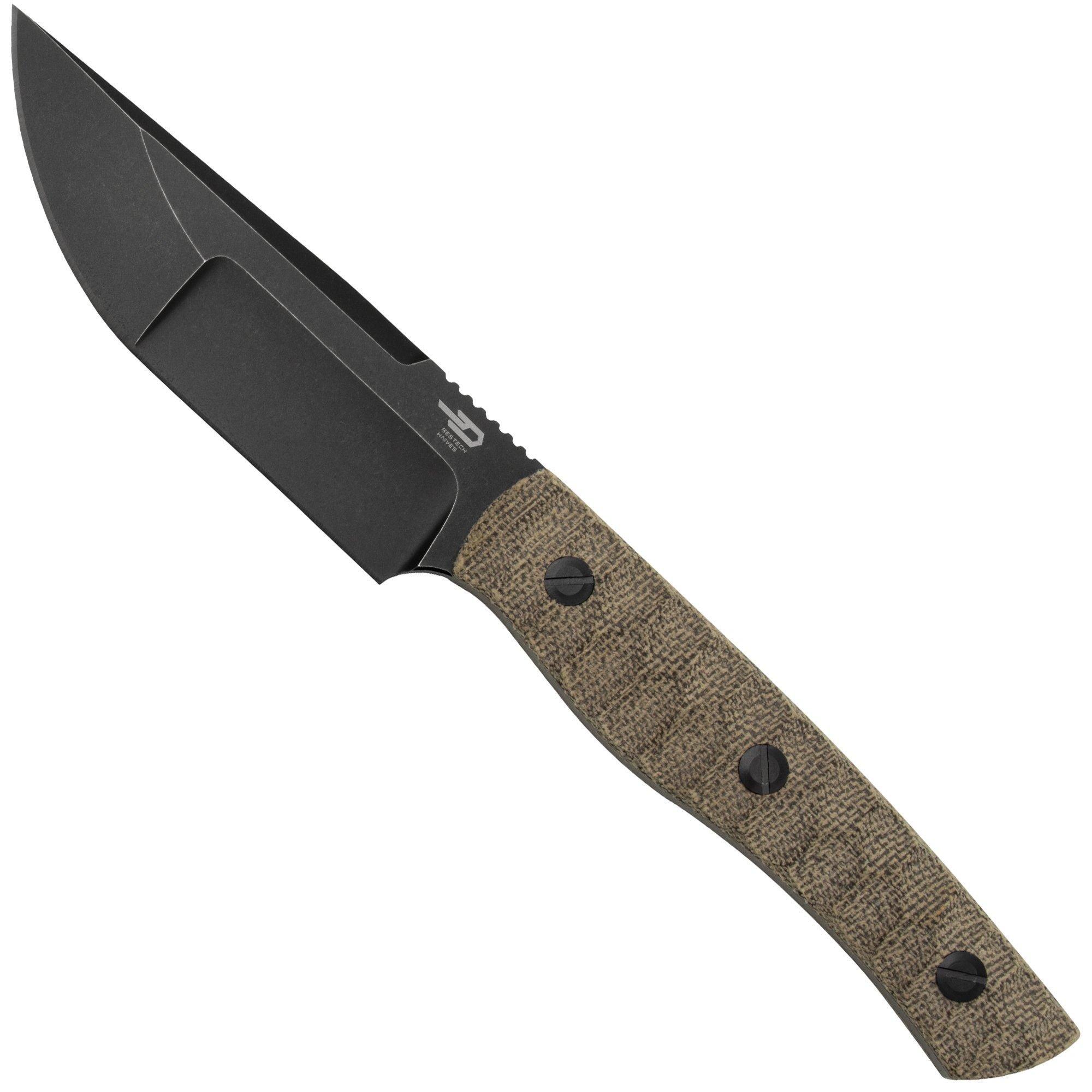 Bestech Heidi Blacksmith #2 Hollow Compound Grind Black Stonewashed Canvas Micarta BFK04D Fixed Blade Knife
