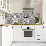 CREARREDA Keuken spatbescherming harde muursticker voor fornuizen 60 x 58 cm glanzend effect - dikte 1 mm - IIgn-coating vuurvast en hittebestendig en waterdicht kleur Ancient Azulejos