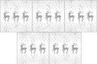 Ambiente Kerst servetten - 100 stuks - rendier en stippen - wit/zilver - 33x33 cm - papier