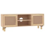 VidaXL TV-meubel 105x30x40 cm massief grenenhout en rattan bruin