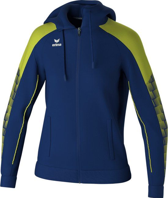 Erima Evo Star Trainingsjack Met Capuchon Dames - Marine / Geel - Maat 44