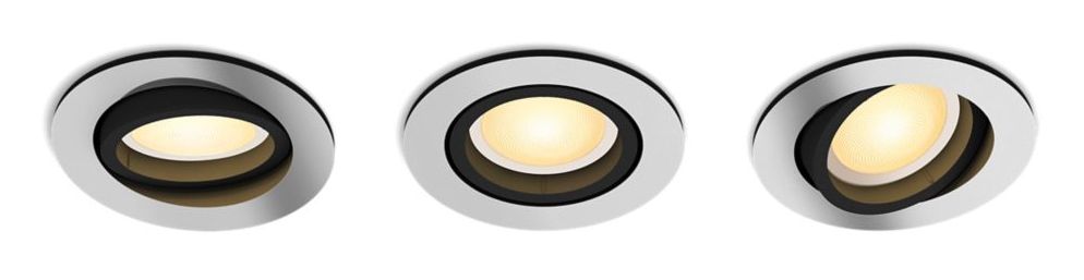 Philips Hue Milliskin - Inbouwspot - 3-pack - Warm tot Koel Wit Licht - Aluminium - GU10 - Rond