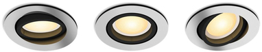 Philips Hue Milliskin - Inbouwspot - 3-pack - Warm tot Koel Wit Licht - Aluminium - GU10 - Rond