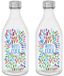 Vivalto Artesania Cerd Vivalto Waterfles / drinkfles Summer - 2x - glas - transparant - met RVS dop - 1000 ml
