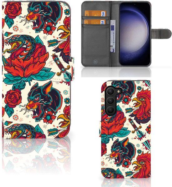 B2Ctelecom Telefoonhoesje Samsung Galaxy S23 Plus - Old Skool - Book Case