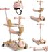 Trottinette 3-en-1 pour enfants, avec siège, casque et roues LED, couleur rose