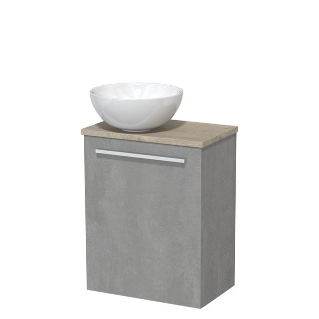 Maxaro Modulo Toiletmeubel 41 cm Lichtgrijs Beton Vlak - Lichtgrijs Eiken Blad