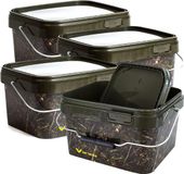X2 Bat Tackle Seau Camouflage, 4 pièces, 5 l, camo, seau de rangement, seau alimentaire, seau d'appât, seau à bouillettes, bucket