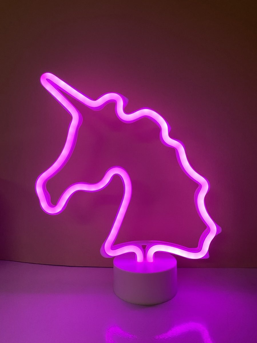 Impuls LED unicorn lamp met neonlicht - roze neon verlichting - 29.5 x 24 x 8.5 cm - Tafellamp - Nachtlamp - Decoratieve verlichting - Woonaccessoires
