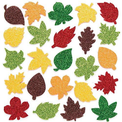 Baker Ross AR656 Leaf Glitter Stickers - Pack van 144, versieringen en stickers voor knutselactiviteiten in de herfst