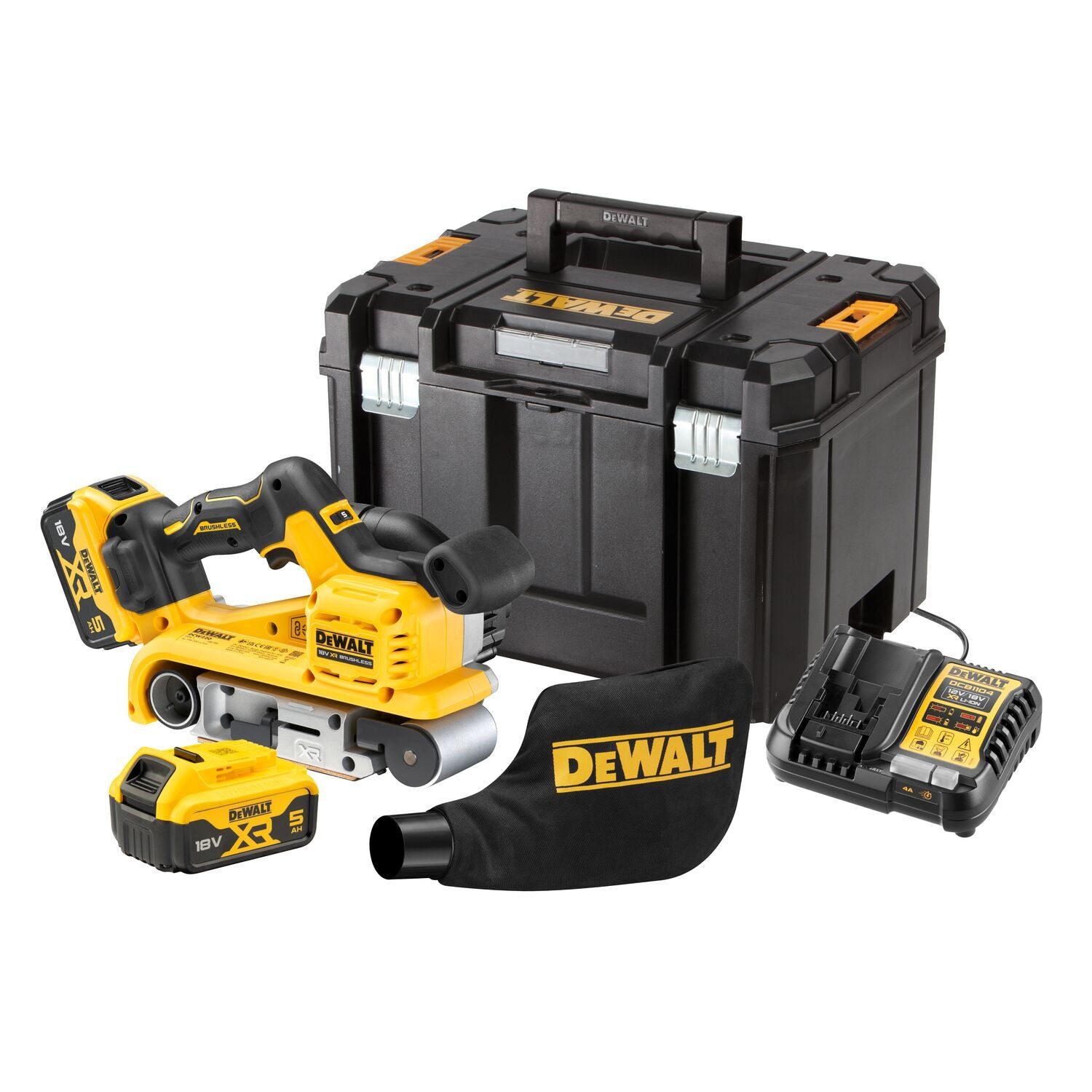 DeWalt DCW220P2 Accu Bandschuurmachine 75x533mm Brushless 18V XR 5.0Ah in TSTAK