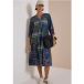 Robe mi-longue avec fente à l'encolure et imprimé patchwork
