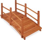 Relaxdays houten vijverbrug met reling - begaanbaar - tuindecoratie - 56 x 140 x 60 cm - weerbestendig