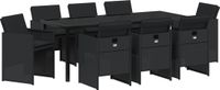 vidaXL Tuinset, 9-delig, zwart, polyrotan