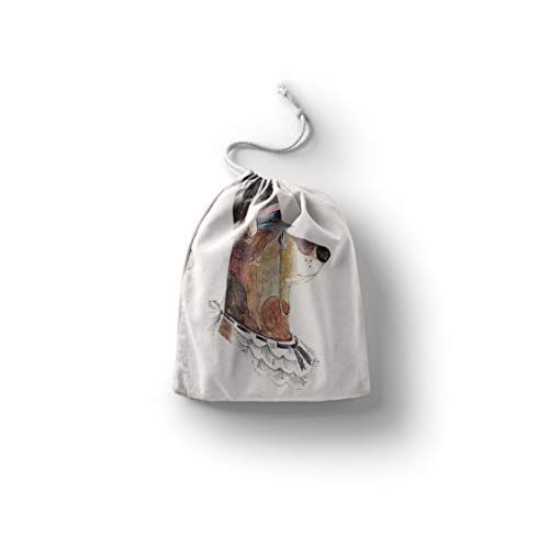 Bonamaison Bedrukte katoenen tas met trekkoord - 20 x 30 cm