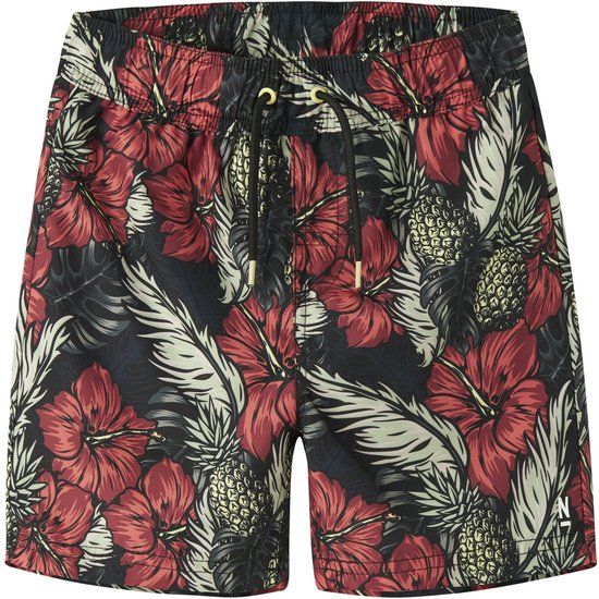 Name It Jongens Zwemshorts NKMZABA Zwart/Rood Gebloemd - Maat 128