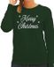 Bellatio Decorations Shoppartners Bv Kersttrui voor dames - groen - Merry Christmas - in zilveren glitter letters - kerstdiner kleding - lange mouwen S