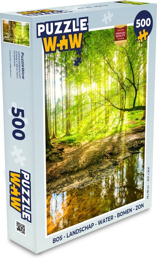 MuchoWow Puzzel Bos - Landschap - Water - Bomen - Zon - Groen - Natuur - Legpuzzel - Puzzel 500 stukjes - Sinterklaas cadeautjes - Sinterklaas voor grote kinderen