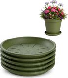PLASTICFORTE Pot de fleurs avec soucoupe / bac de rétention d'eau - 5x - vert - Dia 24 cm - Plastique