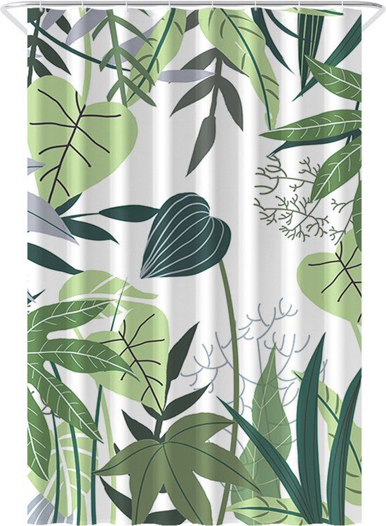 Loti Living Douchegordijn Jungle 120x200cm - Anti-Schimmel - Inclusief Ringen