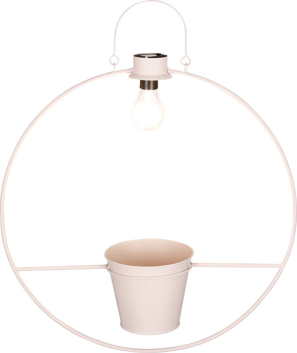 Luca lighting Dimitri Solarlamp met Bloempot - H62 x Ø50 cm - Lichtroze