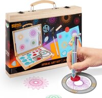 JOYA CREATIVE Spirograaf voor Kinderen 24pcs - Knutselpakketten - Spirograph - Creatief Tekenen en Knutselen - Tekenset - Luxe Houten opbergkoffer