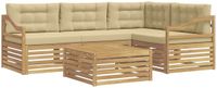 vidaXL Hoek loungeset 4 zitplaatsen Polyester Wit en Beige Inclusief tafel