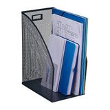 Relaxdays tijdschriftencassette, A4-formaat, mesh design, HxBxD: 32 x 16 x 24,5 cm, kantoor & thuis, metaal, antraciet