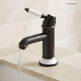 PaulGurkes Nostalgie Robinet Mélangeur Monocommande Noir Rétro Robinet de Lavabo