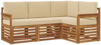 vidaXL - Bank loungeset - 4 zitplekken - Natuurlijk en beige - Polyester