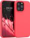 kwmobile telefoonhoesje geschikt voor Apple iPhone 13 Pro - Hoesje met siliconen coating - Smartphone case in neon koraal