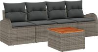 vidaXL Tuinbank - Set - 5 - st - Grijs - poly - rattan