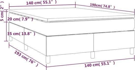 vidaXL Boxspring met matras stof crèmekleurig 140x190 cm