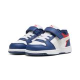 Puma Rebound Slam Lo AC+ Inf, gymschoenen voor kinderen, uniseks, 0-24, veer sieraden, blauw/grijs/wit, 24 EU
