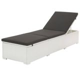 VidaXL Lounge Ligbed - Polyrattan, Staal - Zwart/Wit