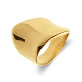 Lucardi Dames Stalen goldplated ring asymmetrisch - Ring - Staal - Goudkleurig - 17 / 53 mm