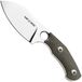 GiantMouse GMF1-MG Satin MagnaCut, Green Canvas Micarta, Leather Sheath, vaststaand mes